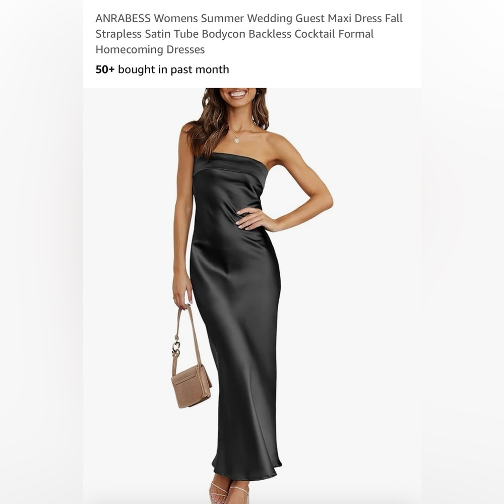 ANRABESS Womens Wedding Guest Strapless Satin Tube
